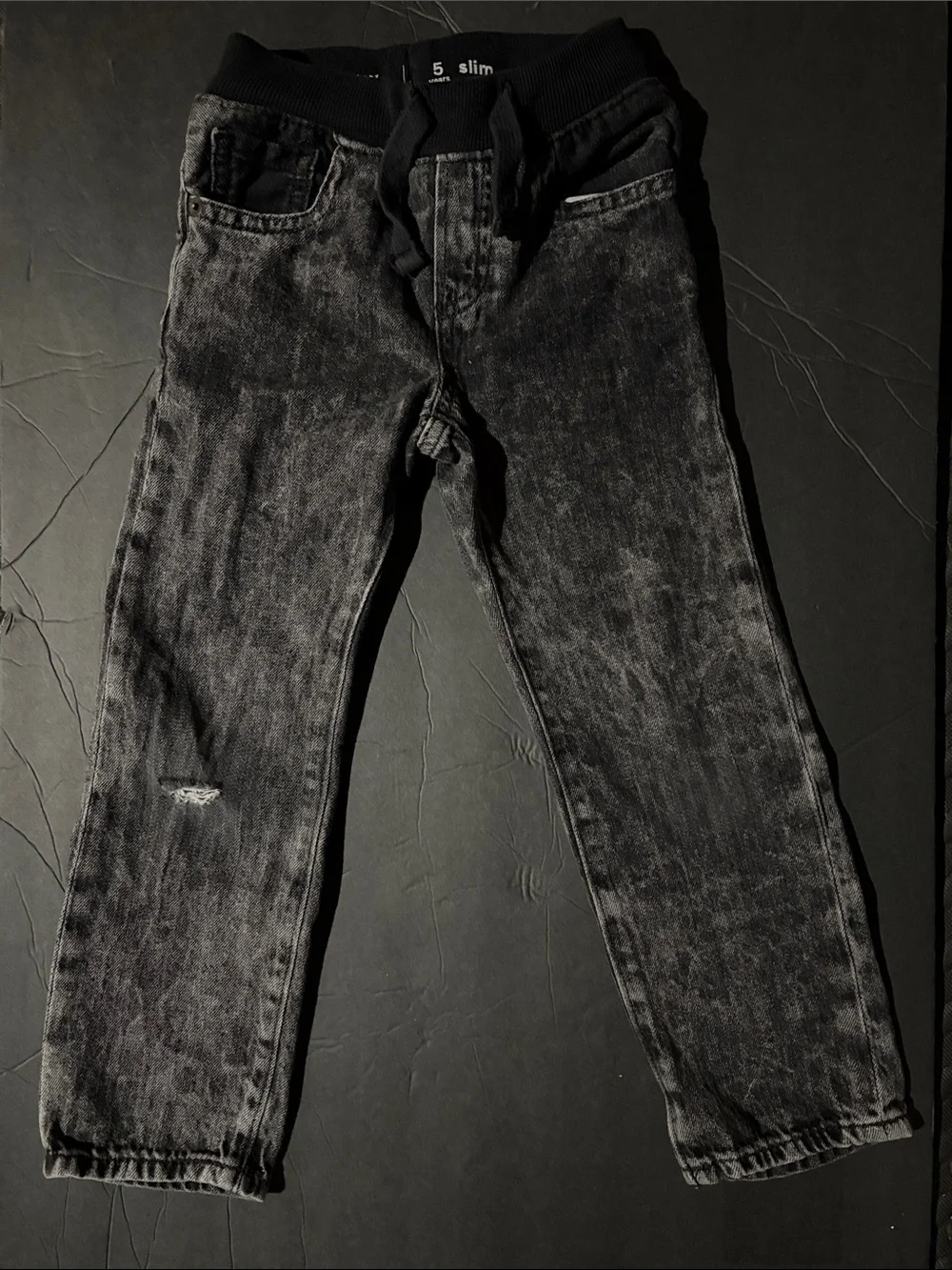 GAP Boys Black Wash Slim Jeans with Drawstring Waist